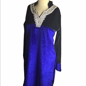 Blue Flame  Velvet Dress, Xl , EUC